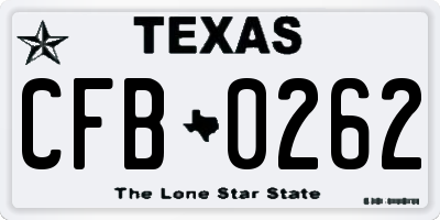 TX license plate CFB0262