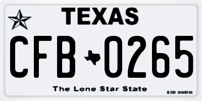 TX license plate CFB0265