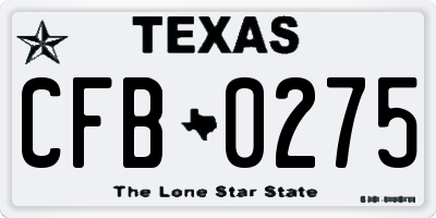 TX license plate CFB0275