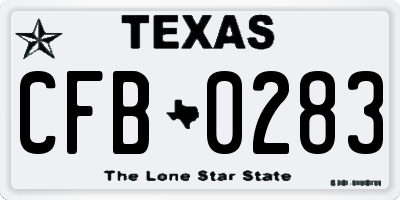 TX license plate CFB0283