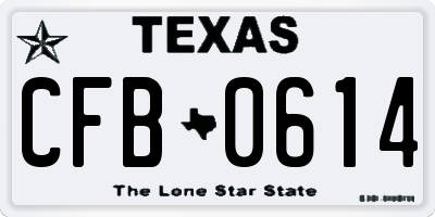 TX license plate CFB0614