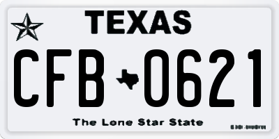 TX license plate CFB0621