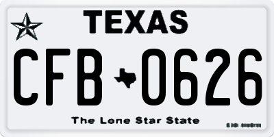 TX license plate CFB0626