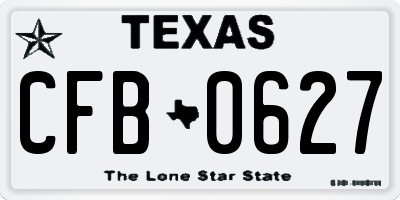 TX license plate CFB0627