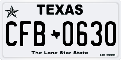 TX license plate CFB0630
