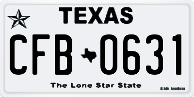 TX license plate CFB0631