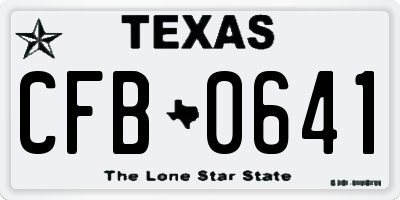 TX license plate CFB0641
