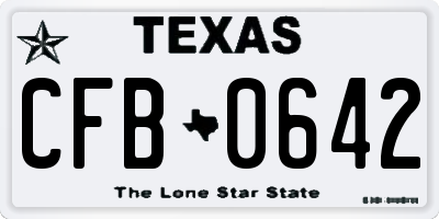 TX license plate CFB0642