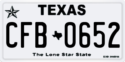 TX license plate CFB0652