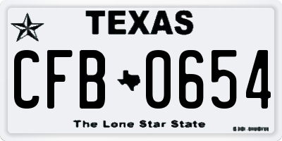TX license plate CFB0654