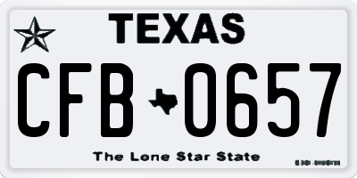 TX license plate CFB0657