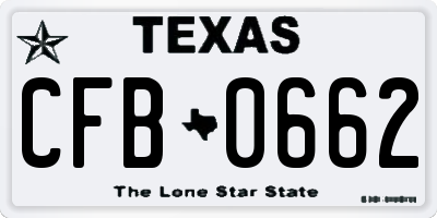 TX license plate CFB0662