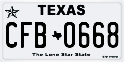 TX license plate CFB0668