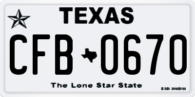 TX license plate CFB0670