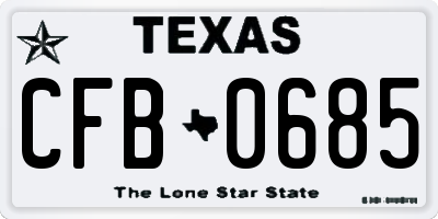 TX license plate CFB0685