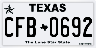 TX license plate CFB0692