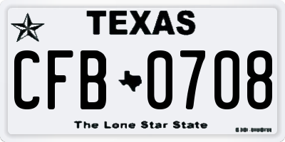 TX license plate CFB0708
