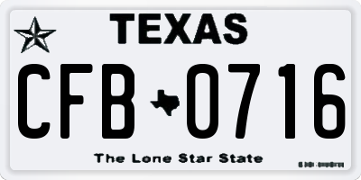 TX license plate CFB0716