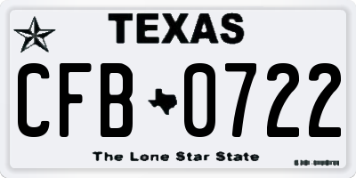 TX license plate CFB0722