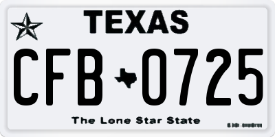 TX license plate CFB0725