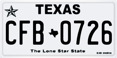 TX license plate CFB0726