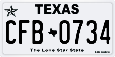 TX license plate CFB0734