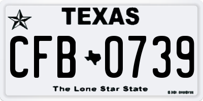 TX license plate CFB0739