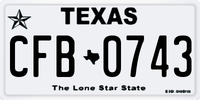 TX license plate CFB0743
