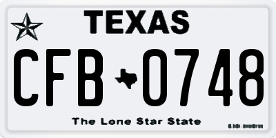 TX license plate CFB0748