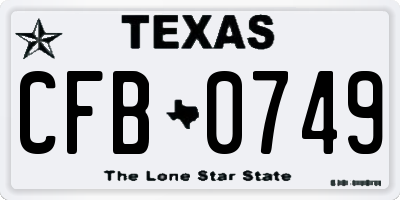 TX license plate CFB0749