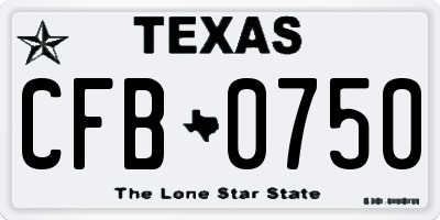 TX license plate CFB0750