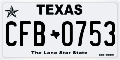 TX license plate CFB0753