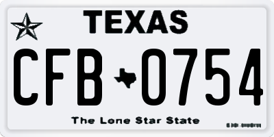 TX license plate CFB0754