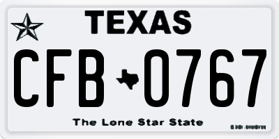 TX license plate CFB0767