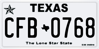 TX license plate CFB0768