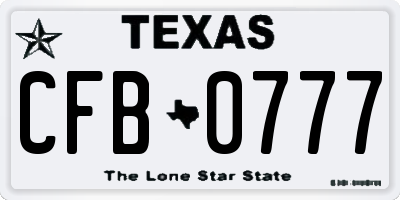 TX license plate CFB0777