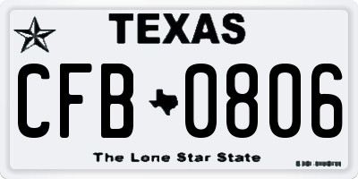 TX license plate CFB0806