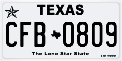 TX license plate CFB0809