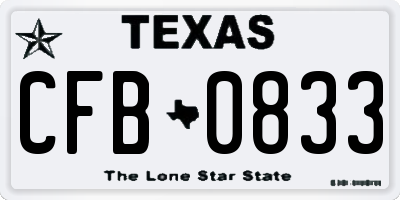 TX license plate CFB0833