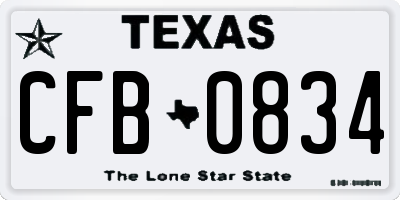 TX license plate CFB0834