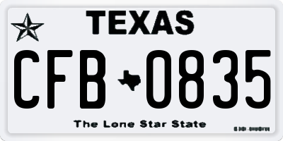 TX license plate CFB0835