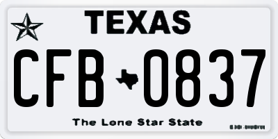 TX license plate CFB0837