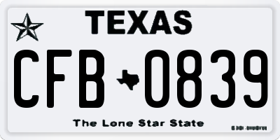 TX license plate CFB0839