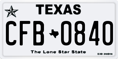 TX license plate CFB0840