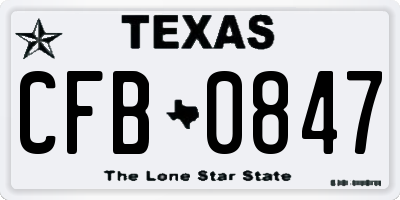 TX license plate CFB0847