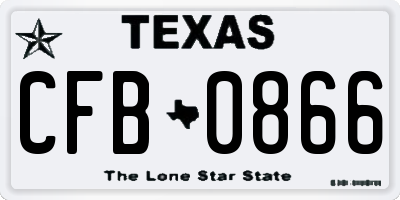 TX license plate CFB0866