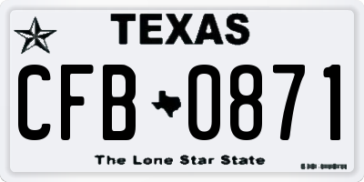 TX license plate CFB0871