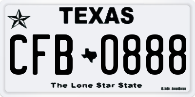 TX license plate CFB0888