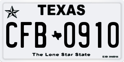 TX license plate CFB0910