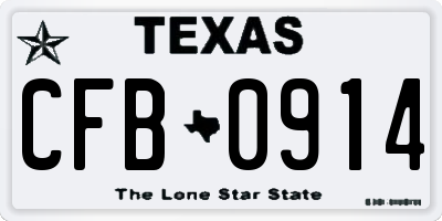 TX license plate CFB0914